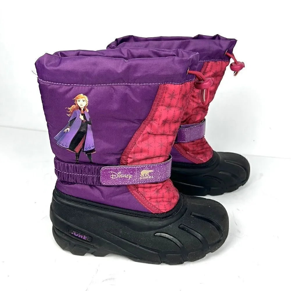 Sorel Disney Anna Frozen 2 Youth Boots Purple Black Girls Youth Size 3 EUC!